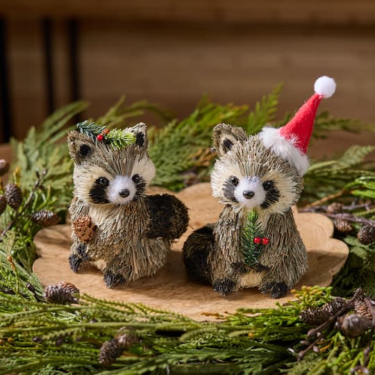 Melrose Holiday Raccoon Shelf Sitter Set